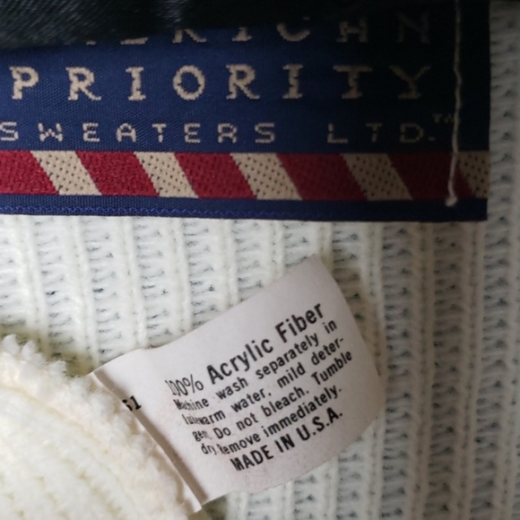 American Priority Mens White Knit Sweater M - Picture 6 of 7